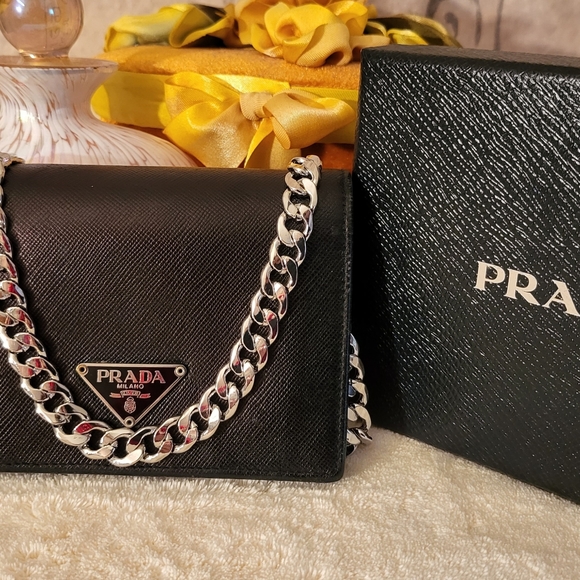 Prada Handbags - Authentic PRADA Logo Plate Saffiano Leather Bifold Wallet Purse